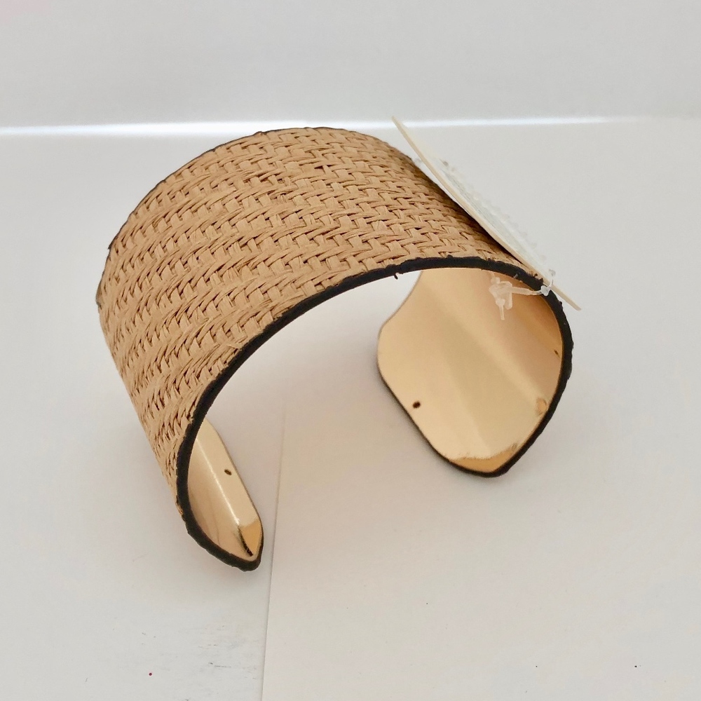 Wicker & Gold Tone Cuff Bracelet NWT